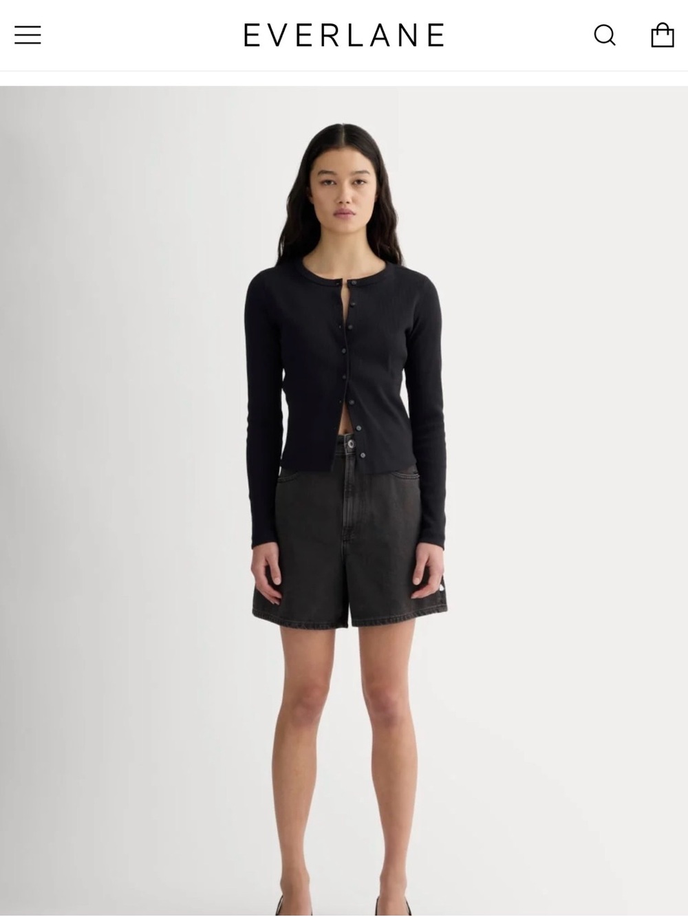 Everlane A-Line Denim Short Washed Black Size 32